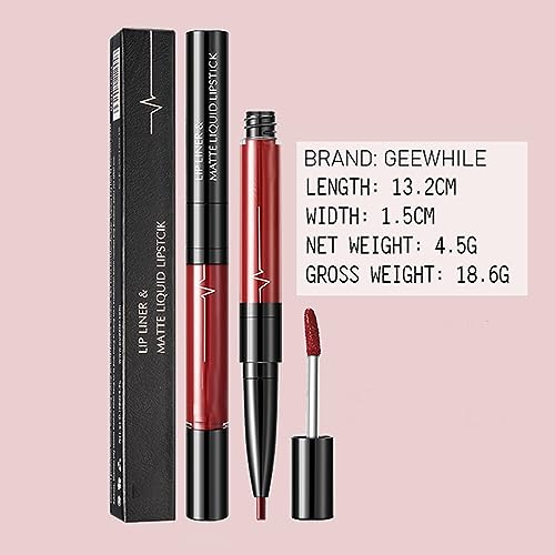 Lip Liner and Lipstick Set, Lip Gloss Lip Liner 2-in-1, Matte Liquid Lipstick Highly Pigmented Waterproof Lipgloss, Up to 12 Hour Wear, Non-Stick Cup Lip Gloss & Lip Line Pencil Set For Women - Image 8