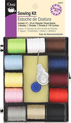 Dritz Thread, Needles, Threader, Thimble And Pin Cushion Sewing Kit, Multicolor #TOP2