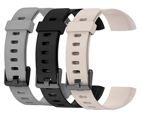 Meyaar Silicon Strap Band Only Compatible with Realme Band (Not For Any other Brand Watch) : (Tracker Not Included) (Strap Only) (Black + Grey + Beige (3 Pack))