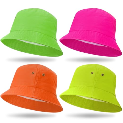 Sombrero Bucket Unisex Neon 4 Piezas miniatura 1