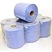 Price comparison product image 6 x Blue Centre Feed Rolls 2 Ply Wide Blue Rolls
