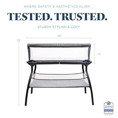 Baby Delight Beside Me Nova | Bedside Bassinet | Removable and Portable Bed | for Infants 0 5 Months | Charcoal Tweed