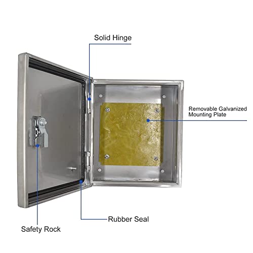 Gersik Outdoor Stainless Steel Ip65 Waterproof Electrical Box , Junction Box, Weatherproof Nema Enclosure Box, Wall-Mounted Project Boxes For Electronics With Insulation Mounting Plate 15.7" X 11.8" X 5.5" #TOP3
