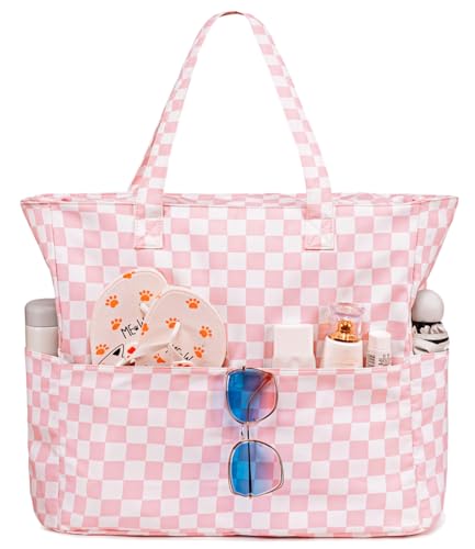 Image of Waterproof Beach Tote Pool Bags for Women Ladies Extra Large Gym Tote Carry On Bag With Wet Compartment for Weekender Travel