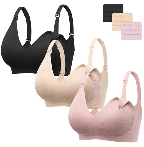 Image of Angelhood Nursing Bras for Breastfeeding, Seamless Wireless Comfort Push up Lace Nursing Maternity Bralette for Pregnancy