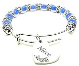 Niece Sky Blue Glass Beaded Bangle Adjustable Bracelet