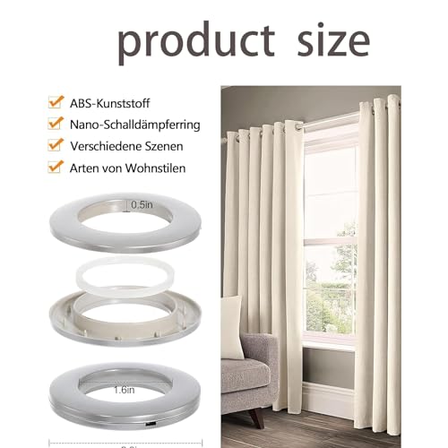 Miniatura 2 de 32 Piezas Anillas Para Cortinas, Ojales Y Anillas De Tela Para Cortinas De Ventana Y Puertas De Vestuario Plata