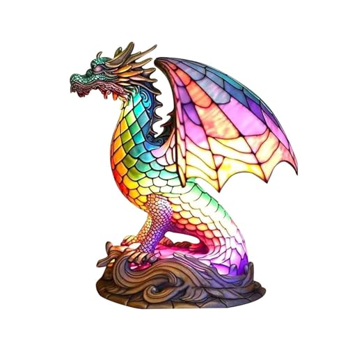 JISADER Lámpara de mesa de animales, adorno de luz de resina teñida, lámpara de mesita de noche, lámpara de escritorio artesanal, lámpara de mesa Retro para, continuar