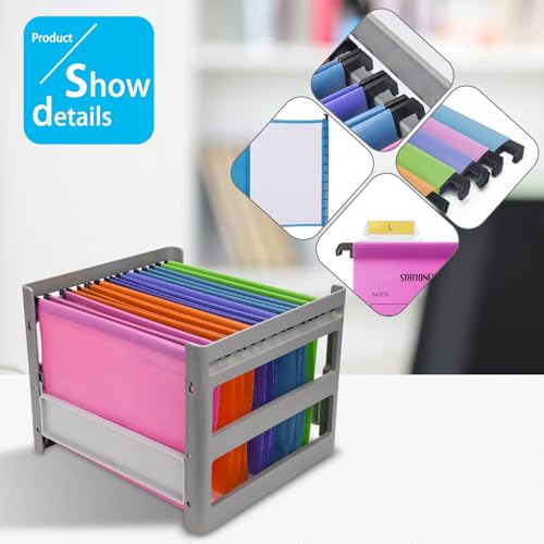 Hiziwimi 15 Stück PVC-Aktenschrank A4 Hängeregistraturen mit Tabs und Einsätzen für Büro, Schule, Schreibtisch, Aktenaufbewahrung