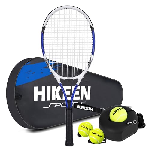 Image of Hikeen Premium Tennis Trainer Rebound with Metal Base,Portable Solo Tennis Trainer Set with 3 Highly Elastic String Balls,Tennis Practice Equipment for Adult Kids an Beginners