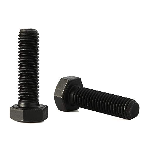 Image of Mellewell M6 x 20mm Hex Head Screw Bolts, Fully Threaded, Alloy Steel Grade 12.9, Black Oxide Finish, Quantity 25