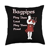 Scottish Music Bagpipe Funny Musician Designs Play Them Loud Scottish Bagpipe Music Throw Pillow, 18x18, Multicolor