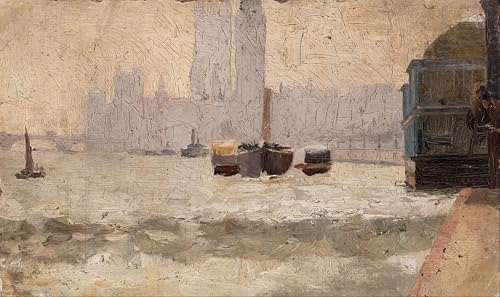 Impression Sur Toile Fog Thames Embankment Tom Roberts Peinture Modern Décoration Salon 60x90
