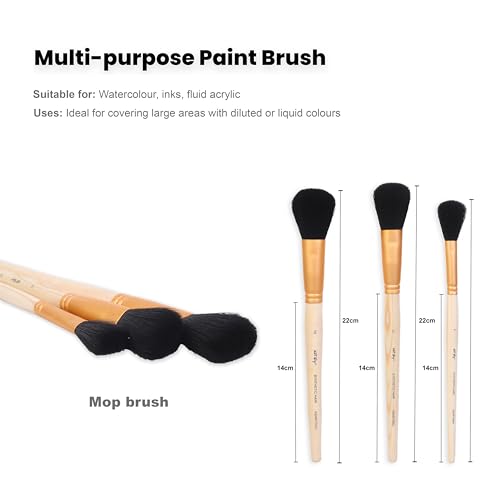 Image of Little Birdie MOP Brush Synthetic Hair Set of 3 (Size 8, 12, 16) | Premium, Long-Lasting Paint Brushes for Acrylic, Watercolor, and Craft Projects | Perfect for Detail Lines and Outlining
