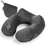 Rewondah Inflatable Travel Pillow for Sleeping Airplane - Inflatable Neck Pillow for Traveling on Plane with Washable Cover, Blow up Neck Travel Pillow for Airplanes, Cars - Portable and Comfortable