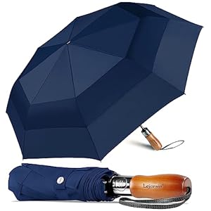 Lejorain Large Compact Golf Umbrella – Oversized Auto Open Close Folding Golf Umbrella Travel 210T Dupont Teflon Coated Vented Windproof Double Canopy for Women Men