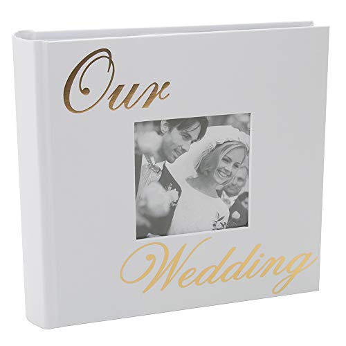 Happy-Homewares-Modern-White-Wedding-Day-Photo-Album-with-Gold-Foil-Text-Holds-80-4x6-Pictures-Wedding-Gift-Idea-for-a-Special-Couple