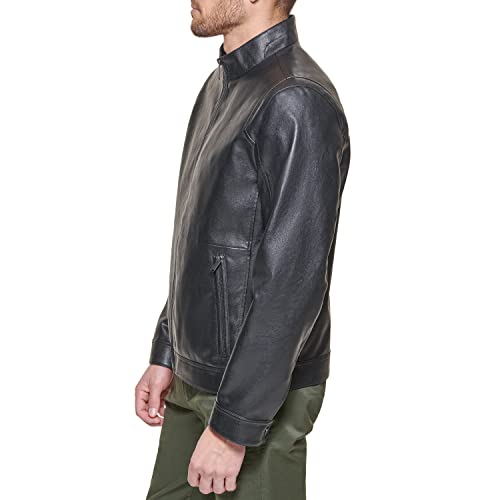 Dockers Men's The Dylan Faux Leather Racer Jacket, Black, Large #TOP2