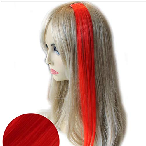 24Pcs Red Hair Extensions 20 Inch Colored Party Highlights Clip In Hair Extensions For Girls Heat-Resistant Straight Hairpieces Fake Hair Accessories For Women Kids Girls Halloween Christmas Gifts #TOP7