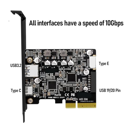 Tarjeta de expansión PCIE 3.0 a USB 3.2 con adaptador Tipo E para panel frontal de PC 5