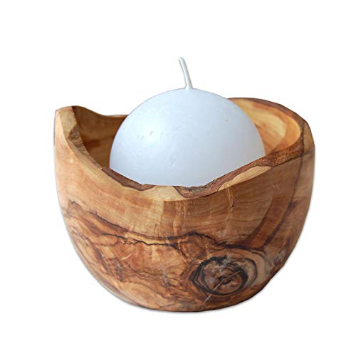 D.O.M.® - Vela esférica en cuenco redondo de madera de olivo