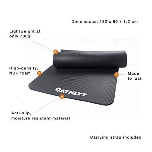 Foto von Athlyt Exercise Mat in Grey Unisex – Home Fitness & Gym Equipment – Cardio Exercise Mats & Fitness Gifts