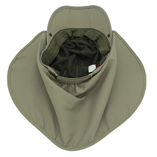 Home Prefer Upf 50+ Boys Sun Hat With Neck Flap Sport Hat Kids Safari Hat Fishing Cap Army Green #TOP4