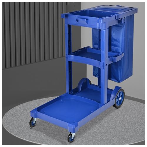 Chariot de nettoyage multifonctionnel haute capacité avec roues pivotantes silencieuses pour un service de chambre efficace et des solutions d'entretien ménager