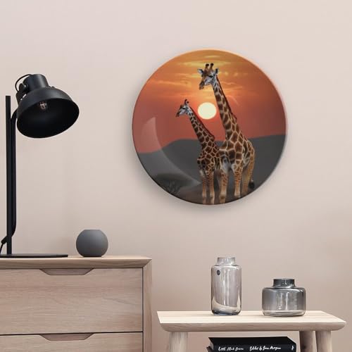 Plato decorativo bone china con jirafa al atardecer 10 pulg miniatura 5