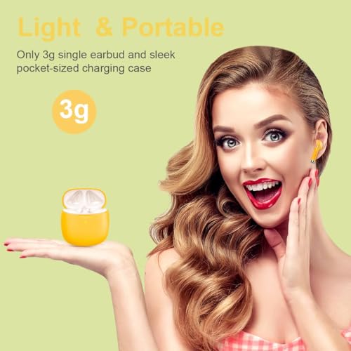 Image of Wireless Earbuds, Bluetooth 5.4 Earbuds Stereo Bass, Bluetooth Headphones in Ear Noise Cancelling Mic, Earphones IP7 Waterproof Sports, 32H Playtime USB C Charging Case Yellow Ear Buds for Android iOS