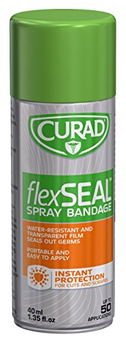 Curad Flex Seal Spray Bandage, Water Resistant, Transparent, for Cuts and Scrapes, 40 mL (Pack of 24)