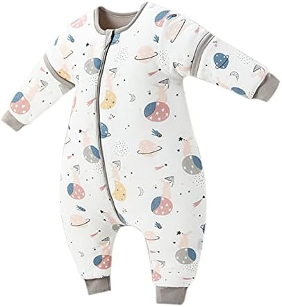 ZIGJOY Baby Sleep Bag with Feet 1.5 TOG Warm Wearable Blanket with Removable Sleeves 100% Cotton Pajama 12-24 Months Sleep Sack for Toddler Girl Boy Plane