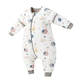 ZIGJOY Baby Schlafsack mit Beinen 2.5 Tog Babyschlafsack mit Abnehmbaren Ärmeln Langarm Warm gefüttert 100% Bio-Baumwolle Kinder Schlafsack Schlafanzug für Säugling Junge Mädchen 6-24 Monate Hase