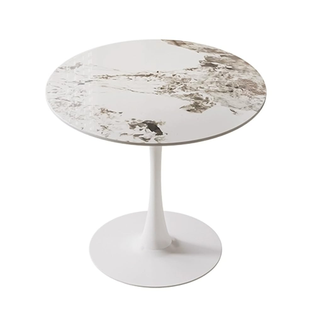 Table en pierre frittée et piètement métal style tulipe
