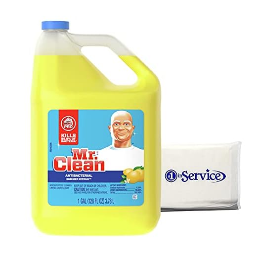 Number 1 In Service M.C. Mr Clean Multi-Purpose Summer Citrus Liquid Cleaner Professional Household Non-Toxic Hardwood Floor Cleaner 128 Fluid Ounce Bottle Wallet Tissue Pack