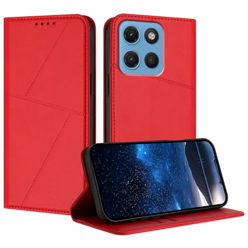 �Ή��@�� for Motorola Edge 70 Fusion �t���b�v���X�^���h�A�}�O�l�b�g���J�A�X���b�g�t���ی�P�[�X Red