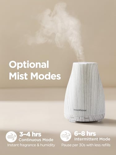 Image of InnoGear Essential Oil Diffuser, Ultrasonic Diffusers for Home Aromatherapy Humidifier for Bedroom Room 7 Colors LED 2 Mist Mode Auto Off, White Grey