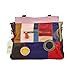 Sibalasi Women’s Multicolor Boston Bag Colorful Tote Leather Bag Unique Genuine Leather Handbag Designer Purse (Circles)