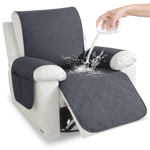 YSTELLAA Housse Fauteuil Relax 1 Place, Housse De Fauteuil Étanche Inclinable, Housse Fauteuil Antidérapant avec Poches Latérales, Housse pour Fauteuil...