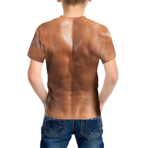 Kid's Print 3D Novelty Muscles Crewneck Cool Short Sleeve Funny Graphic T Shirts for Youth Boys Girls 4-14 Years2