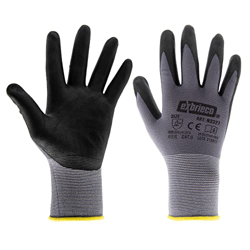 EXBRIECO, Guantes de trabajo en Nylon y Nitrilo Ideales para Font...