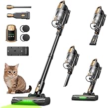 Cordless Vacuum Cleaner, 550W 45KPa 55Mins Vacuum Cleaners for Home, Powerful Stick Vacuum with Green LED Lights, Self-Standing & Anti-Tangle, Lightweight Vacuum for Pet Hair/Carpet/Hard Floor