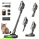 Cordless Vacuum Cleaner, 550W 45KPa 55Mins Vacuum Cleaners for Home, Powerful Stick Vacuum with Green LED Lights, Self-Standing & Anti-Tangle, Lightweight Vacuum for Pet Hair/Carpet/Hard Floor