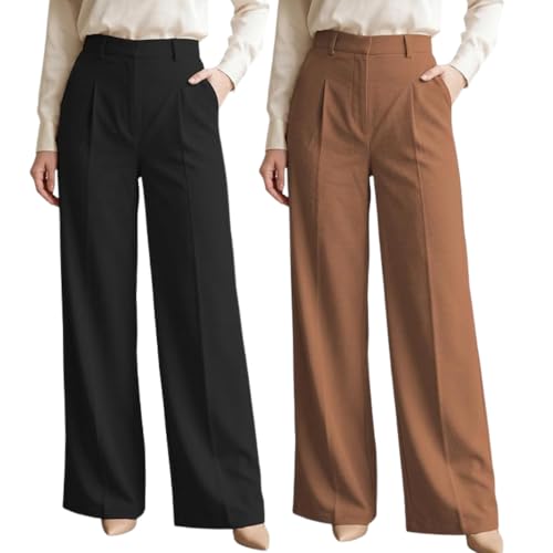 Image of GRECIILOOKS Trousers for Woman | Womens High Rise High Waist Flared Korean Style | Formal Pant for Women Office Wear| Track Pants for Womans Elegant for College & Events (Available in Plus Size)