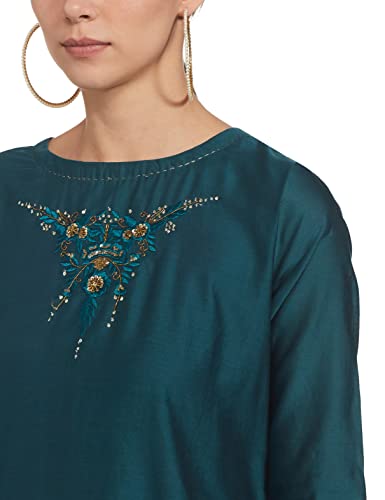 Image of BIBA Women Flared Cotton Silk Fusion Wear 2 Piece Set