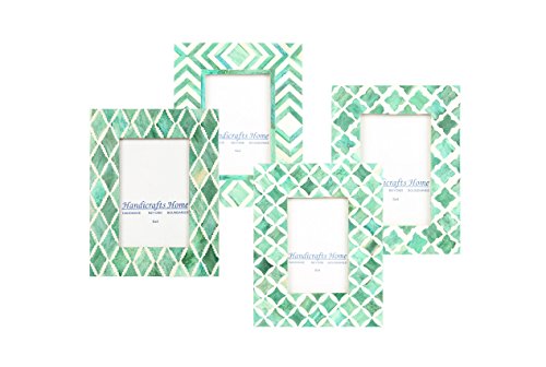 Handicrafts Home Photo Frame Green White Bone Mosaic Moroccan Picture Frames - 4X6, Star #TOP4