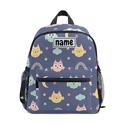 Glaphy Custom Kid's Name Backpack, Cute Owls Rainbow Cloud And Stars Boho Toddler Backpack For Daycare Travel, Personalized Name Preschool Bookbag For Boys Girls #TOP12