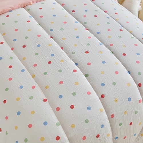 Image of Joyreap 4 Piece Toddler Bedding Set- Polka Dots Pink n White Design, Microfiber Toddler Bedding Comforter Set for Girls