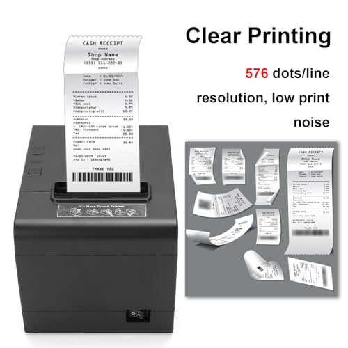 Bisofice Bondrucker 80mm Thermobondrucker Belegdrucker POS Drucker unterstützt automatisches Schneiden, ESC/POS, (260 mm/s, USB +WiFi)