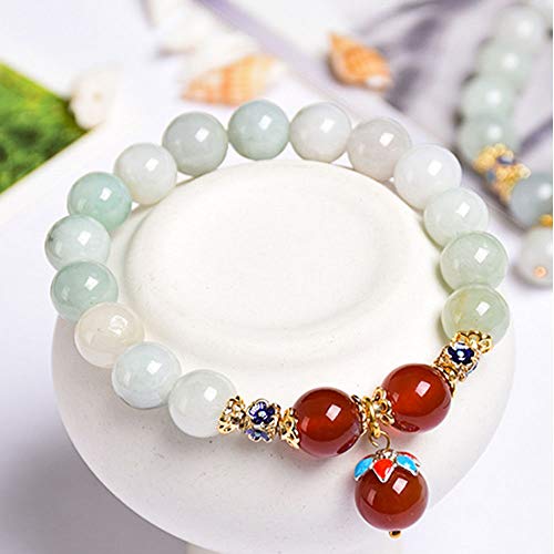 GBHJJ Pierre de Jade Bracelet, Bracelet Jade Femme, Bracelet de Jade Birman, Bracelet de Jade, Bijoux TibéTains, Perles Bouddhistes avec BoîTe-Cadeau,Red Cover